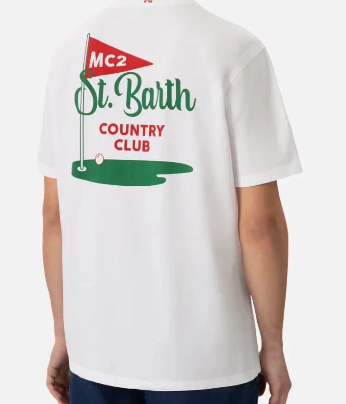 St. Barth Padel Club Cotton T-Shirts – Men’s White Tee & Unisex Summer Print Shirt