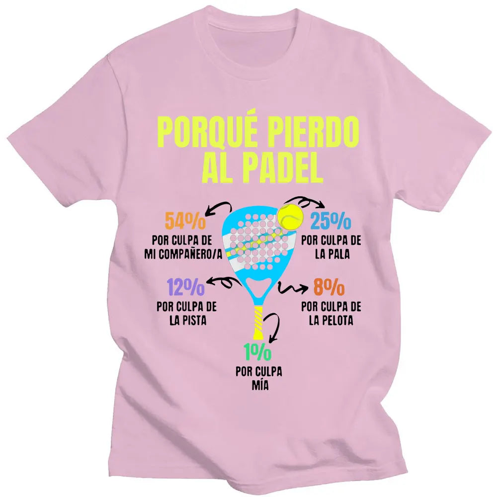 Men’s Funny Padel T-Shirt – “Porque Pierdo Al Padel” Oversized Cotton Tee
