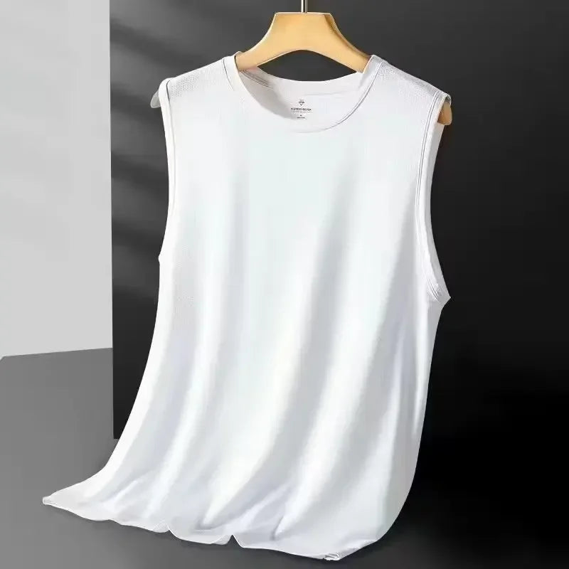 Men’s Ice Silk Mesh Sleeveless Court Tank – Lightweight Summer Wear