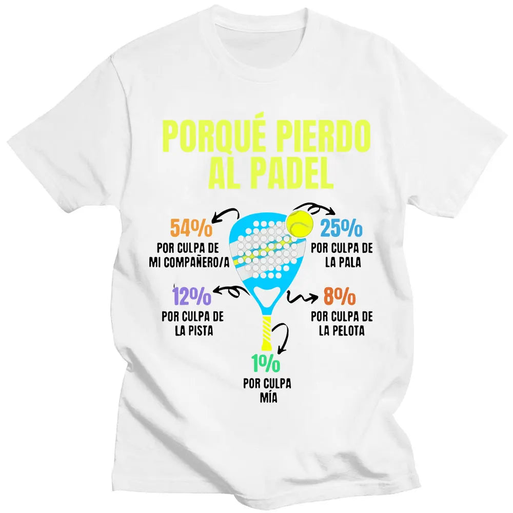 Funny Padel T-Shirt – “Porque Pierdo Al Padel” Men’s Oversized Cotton Tee