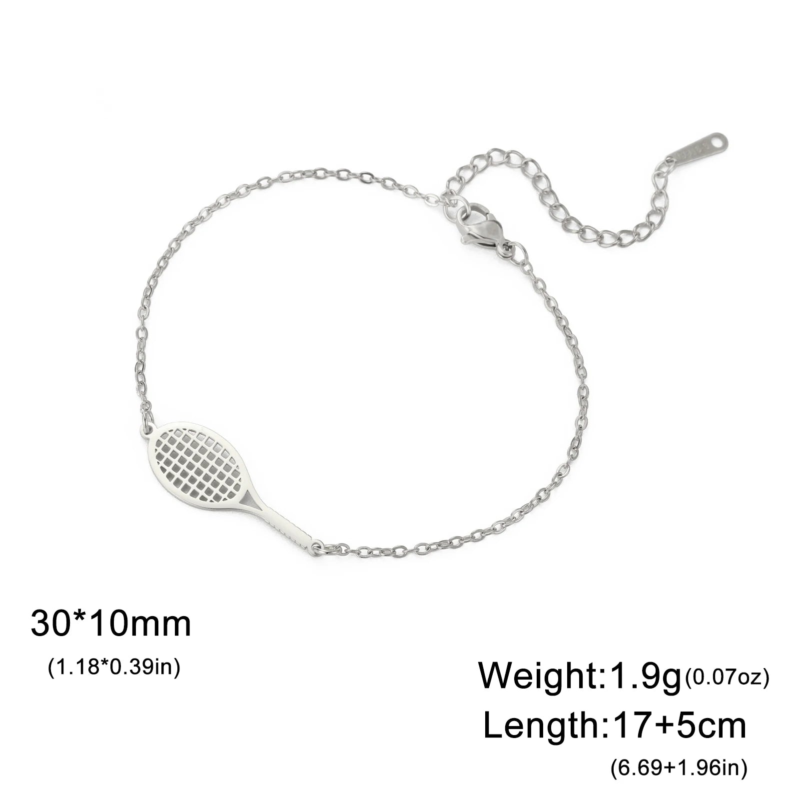 Dreamtimes Tennis & Badminton Racket Bracelet | Stainless Steel Couples Jewelry Gift for Men & Women