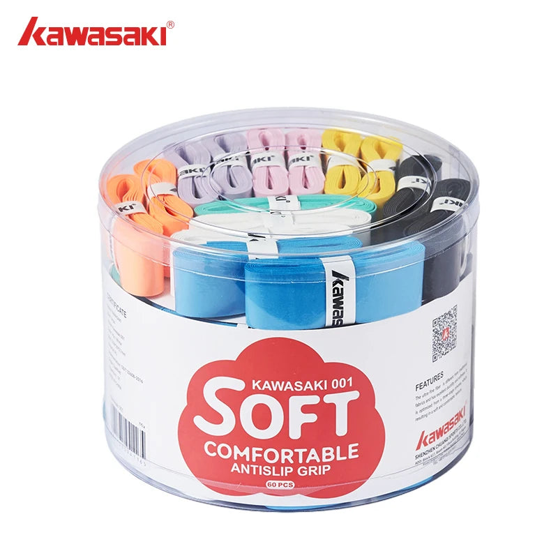 Kawasaki Padel & Tennis Overgrips – 5/10/60pcs Sticky Anti-Slip Shock Absorption Grip Tape