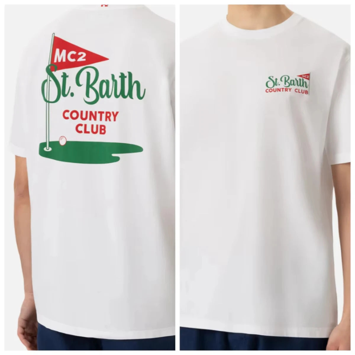 St. Barth Padel Club Cotton T-Shirts – Men’s White Tee & Unisex Summer Print Shirt