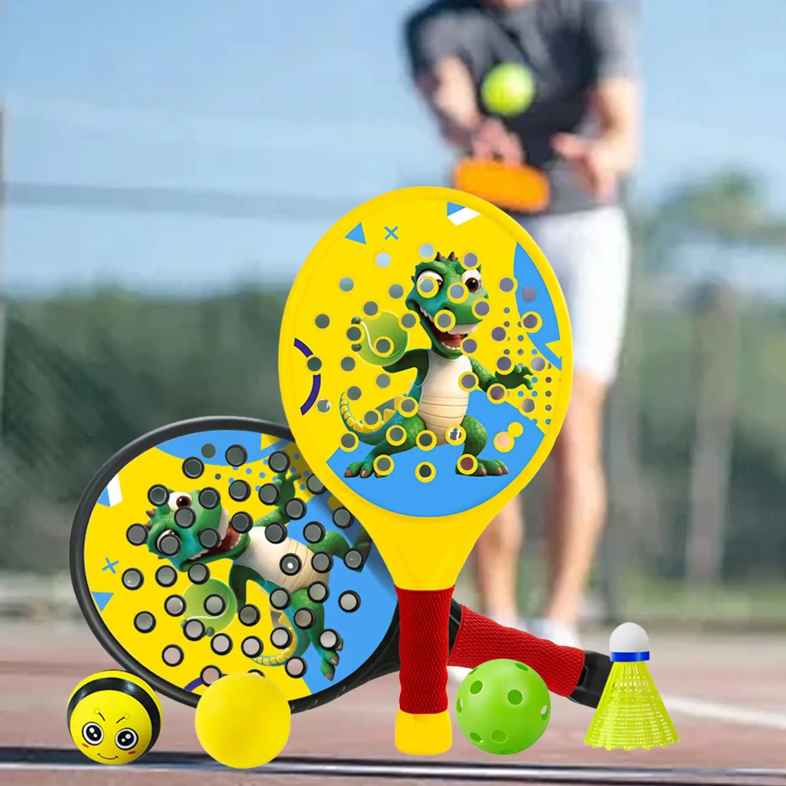 2x Kids Padel & Paddle Tennis Rackets – Lightweight Beginner Paddles Set with Breathable Grip