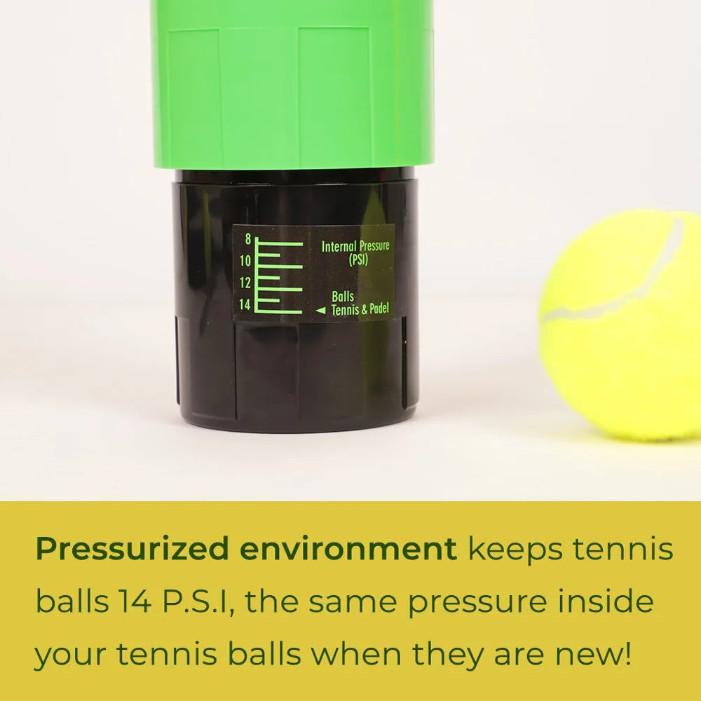 Tennis Ball Saver – Pressurized Storage Container to Keep Tennis Balls Fresh and Bouncy