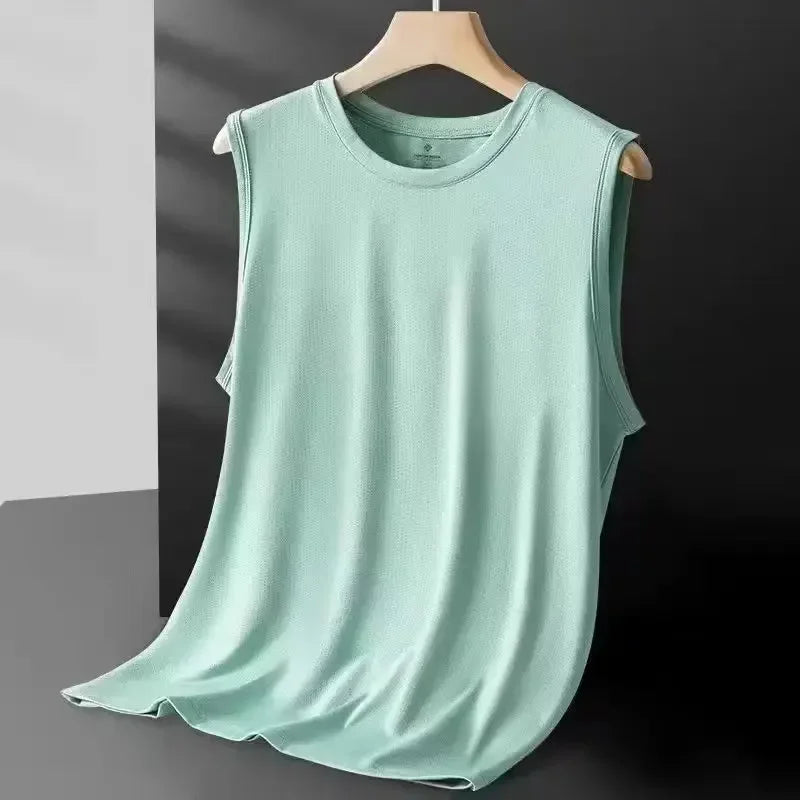 Men’s Ice Silk Mesh Sleeveless Court Tank – Lightweight Summer Wear