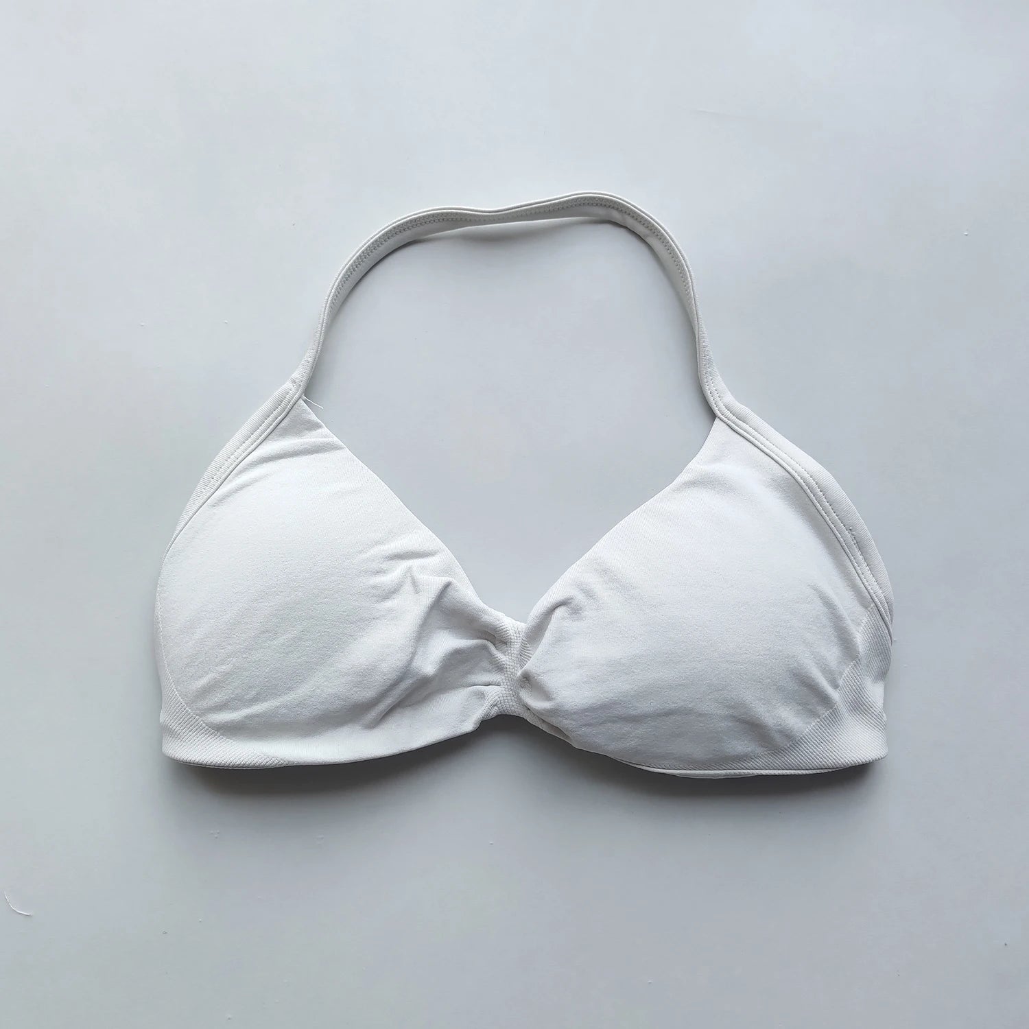 Women’s Strappy Back Halter Court Bra Top with Removable Cups