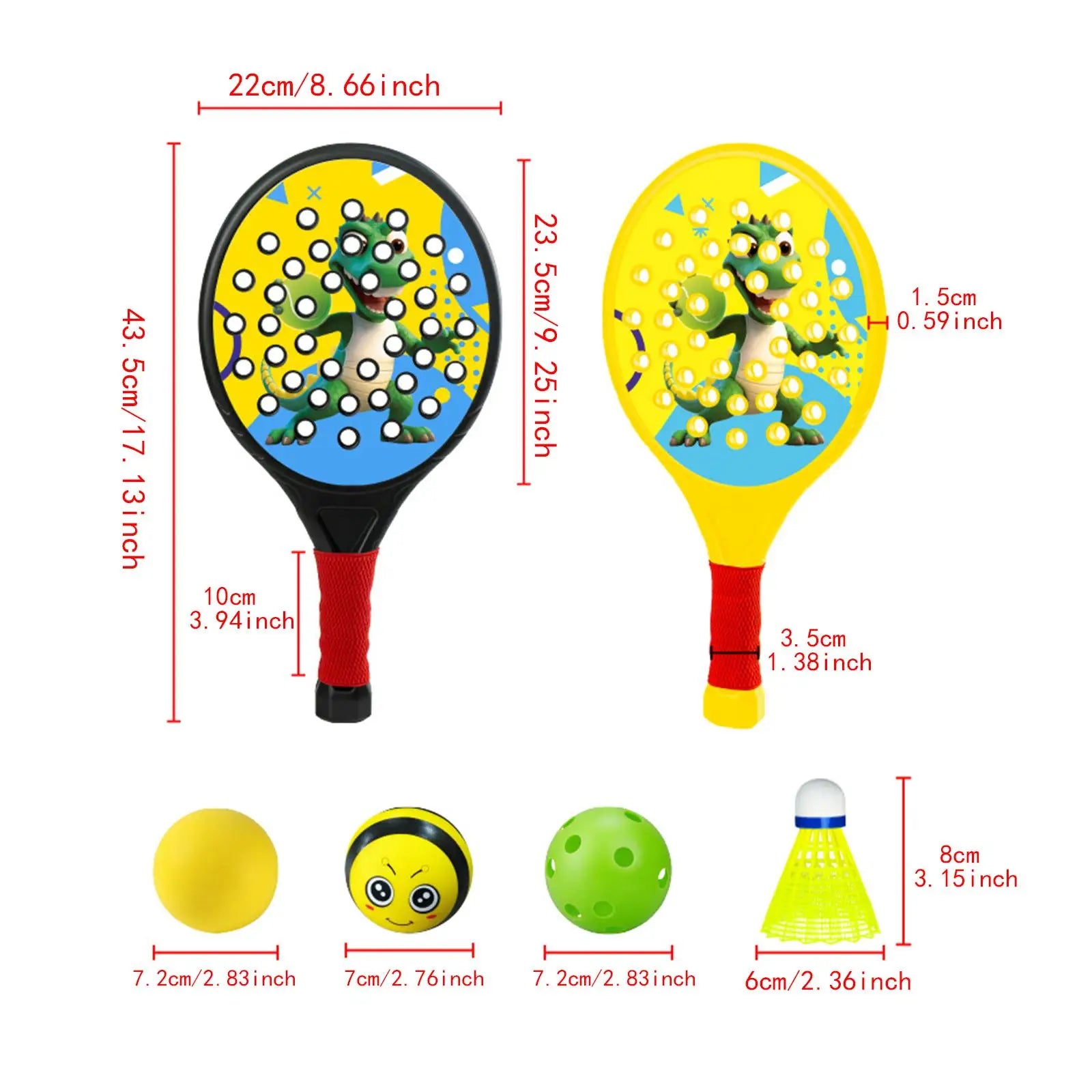 2x Kids Padel & Paddle Tennis Rackets – Lightweight Beginner Paddles Set with Breathable Grip