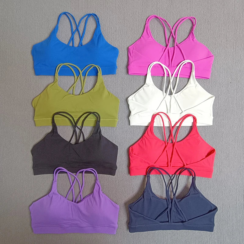 Women’s Cross-Back Padel/Tennis Sports Bra – Breathable Solid Color Training Vest