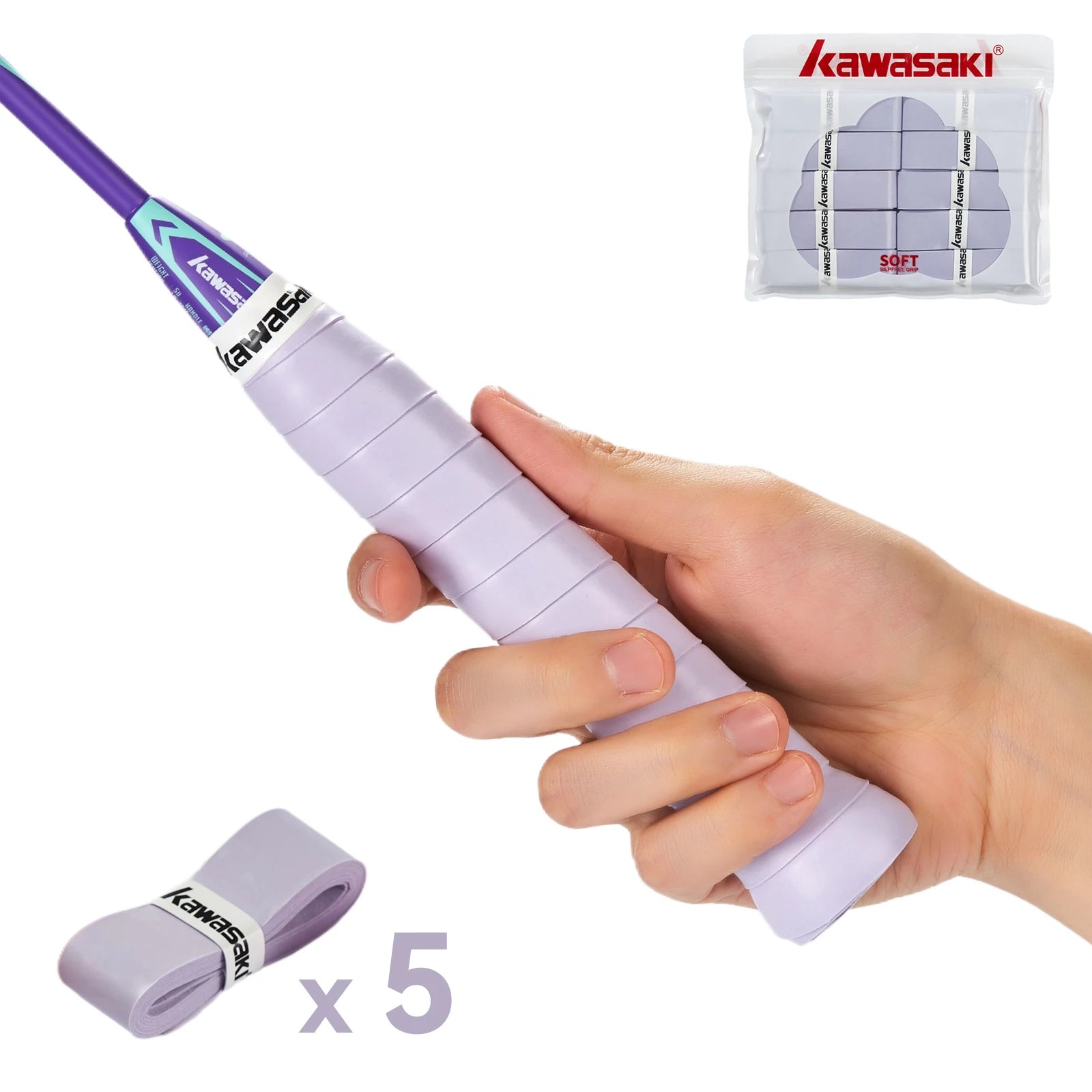 Kawasaki Padel & Tennis Overgrips – 5/10/60pcs Sticky Anti-Slip Shock Absorption Grip Tape