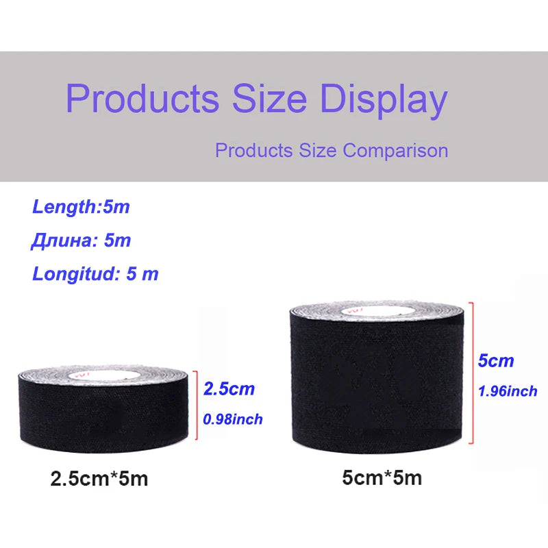 Kinesiology Tape for Sports | 5m Athletic Muscle Pain Relief Strapping Bands for Padel, Tennis & Gym