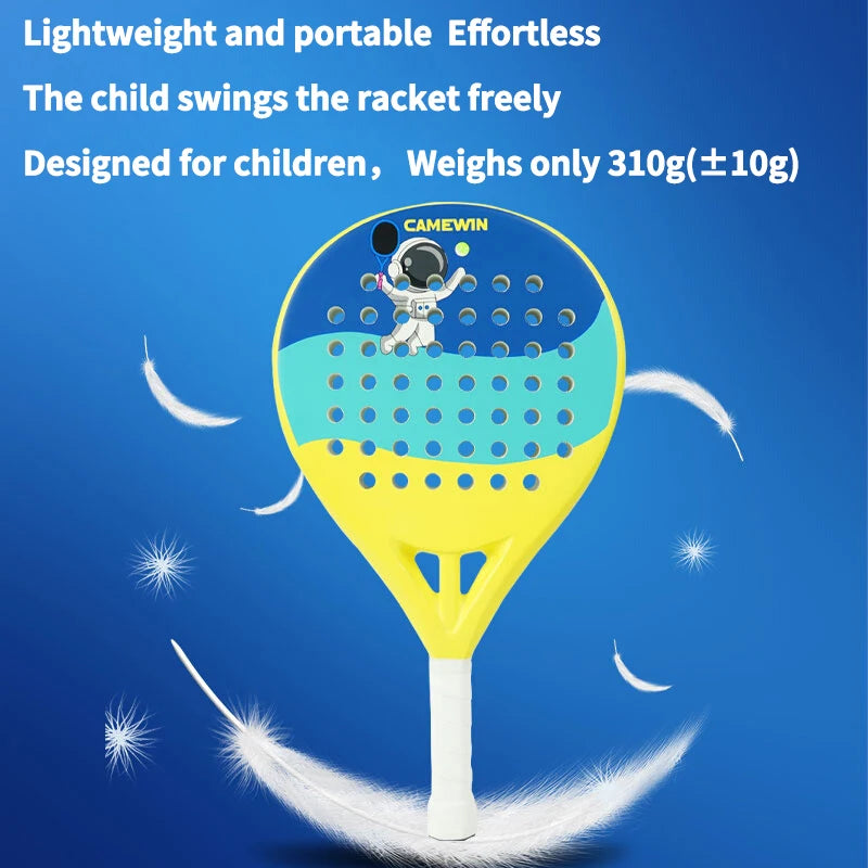 Kids Padel & Tennis Racket – 50% Carbon Fiber, 50% Glass Fiber Lightweight Paddle