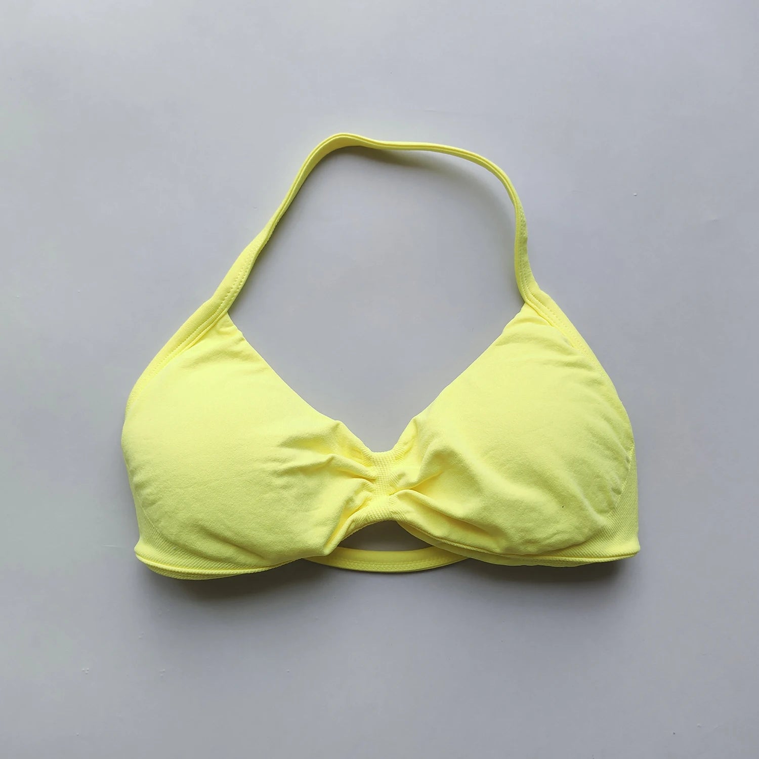 Women’s Strappy Back Halter Court Bra Top with Removable Cups