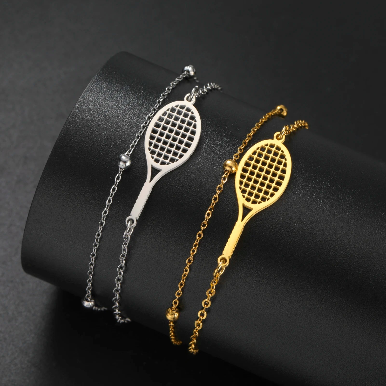 Dreamtimes Tennis & Badminton Racket Bracelet | Stainless Steel Couples Jewelry Gift for Men & Women