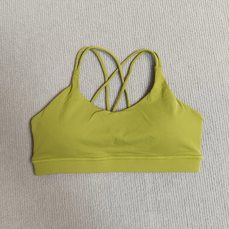 Women’s Cross-Back Padel/Tennis Sports Bra – Breathable Solid Color Training Vest