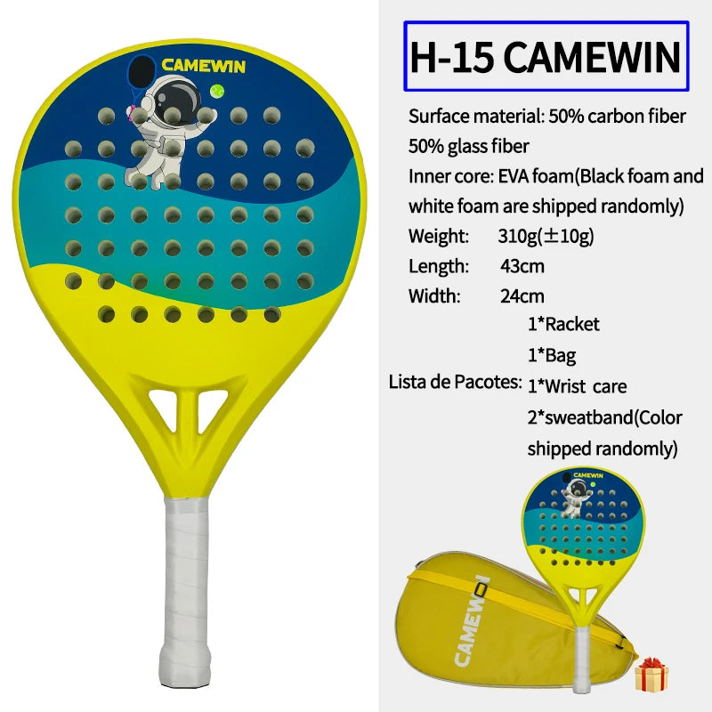 Kids Padel & Tennis Racket – 50% Carbon Fiber, 50% Glass Fiber Lightweight Paddle