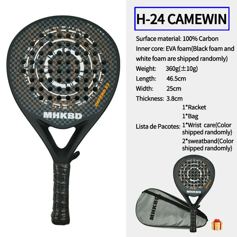 100% Carbon Fiber Padel Racket – EVA Memory Foam Core Beach Tennis Paddle