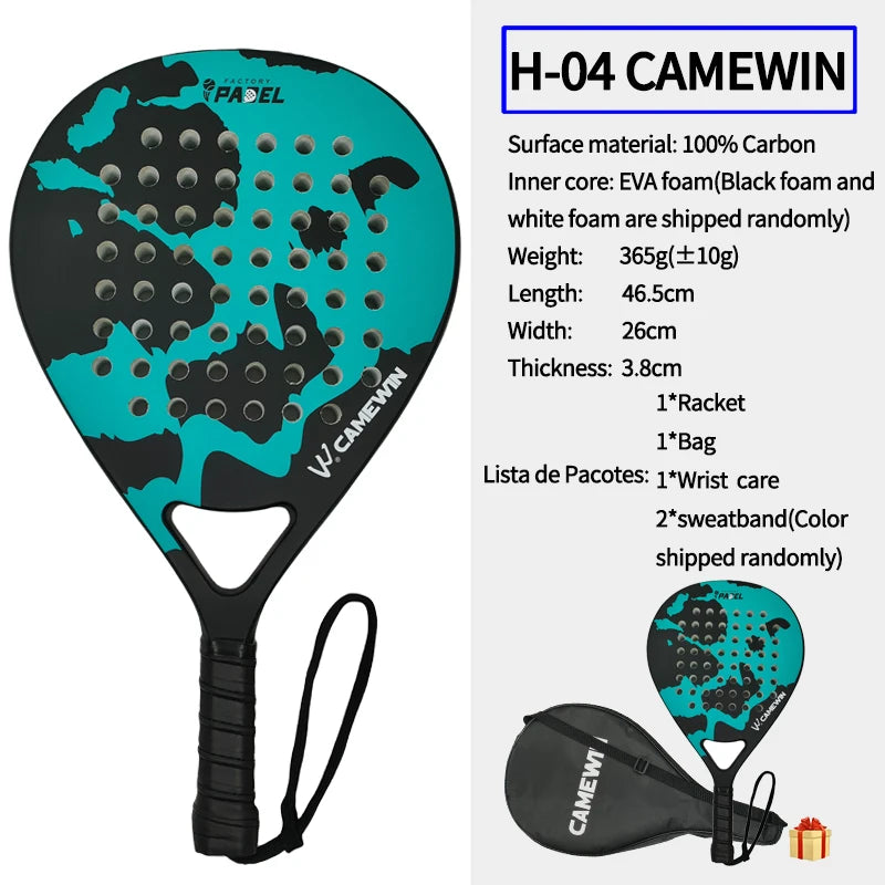 100% Carbon Fiber Padel Racket – EVA Memory Foam Core Lightweight Tennis Paddle