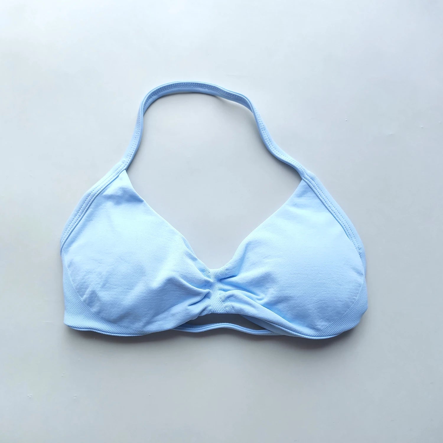 Women’s Strappy Back Halter Court Bra Top with Removable Cups