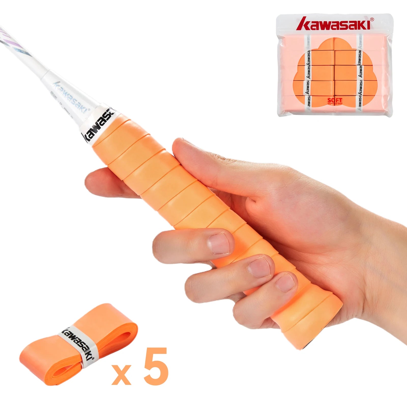 Kawasaki Padel & Tennis Overgrips – 5/10/60pcs Sticky Anti-Slip Shock Absorption Grip Tape